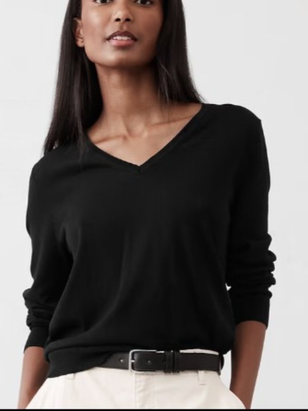 Banana Republic Forever Sweater V-Neck Black Small